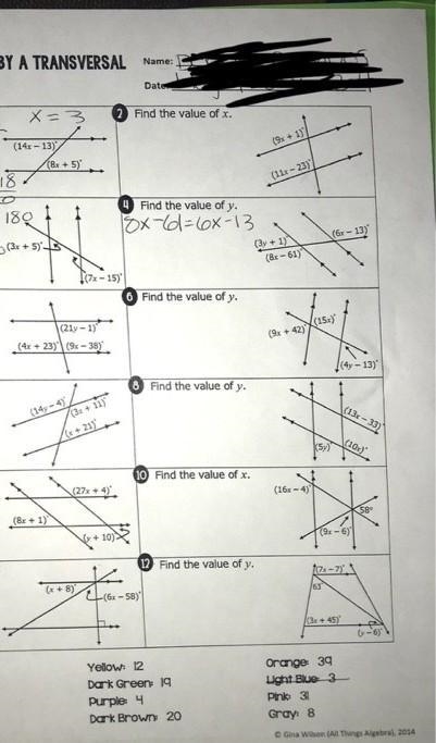 Parallel lines cut by a transversal coloring activity.-example-1