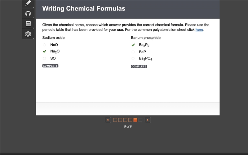 Given the chemical name, choose which answer provides the correct chemical formula-example-1