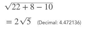 Which range contains the value of √(22+8-10)-example-1