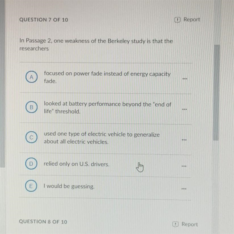 In Passage 2, one weakness of the Berkeley study is that the researchers-example-1