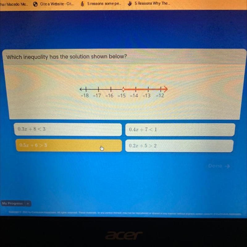 Which inequality has the solution shown below? -18 -17 -16 -15 -14 -13 -12 0.3.1 +8 &lt-example-1