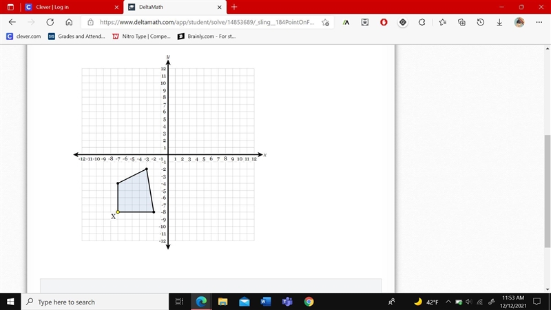 The figure below is reflected over x-axis and then translated down 3 units. What are-example-1