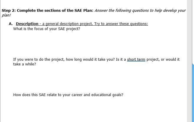 What is the focus of your SAE project?-example-1