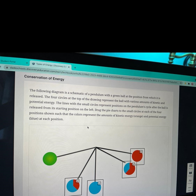 The following diagram is a schematic of a pendulum with a green ball at the position-example-1