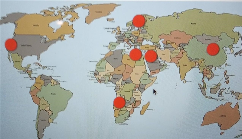 Select the correct locations on the map. In which four regions did the world's first-example-1