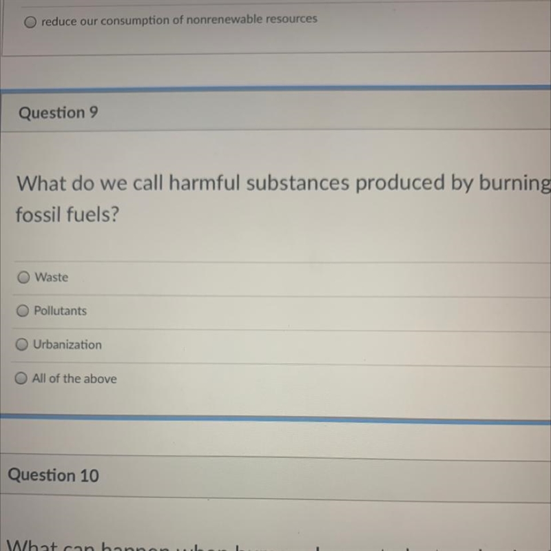 Help please What do we call harmful substances produced by burning fossil fuels-example-1