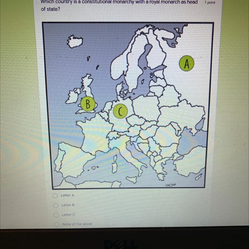 1 point Which country is a constitutional monarchy with a royal monarch as head of-example-1