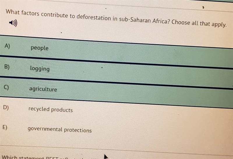 24) What factors contribute to deforestation in sub-Saharan Africa? Choose all that-example-1