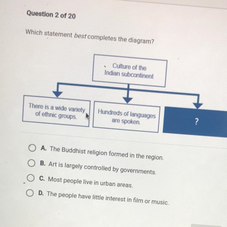 Which statement best completes the diagram? Culture of the Indian subcontinent There-example-1