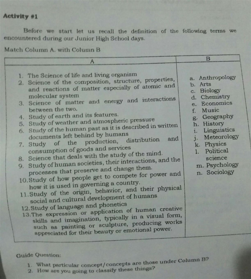 Guide Question: 1. What particular concept/concepts are those under Column B? 2. How-example-1