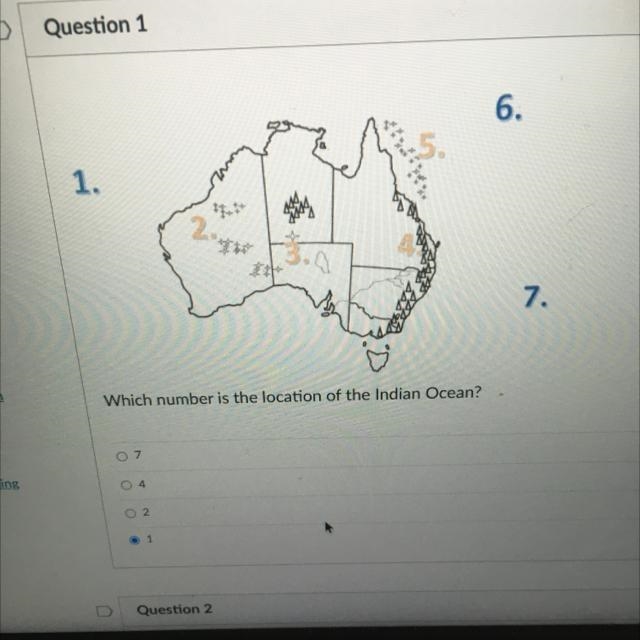 Which number is the location of the Indian Ocean?-example-1