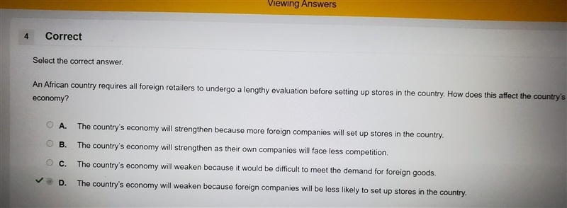 An African country requires all foreign retailers to undergo a lengthy evaluation-example-1