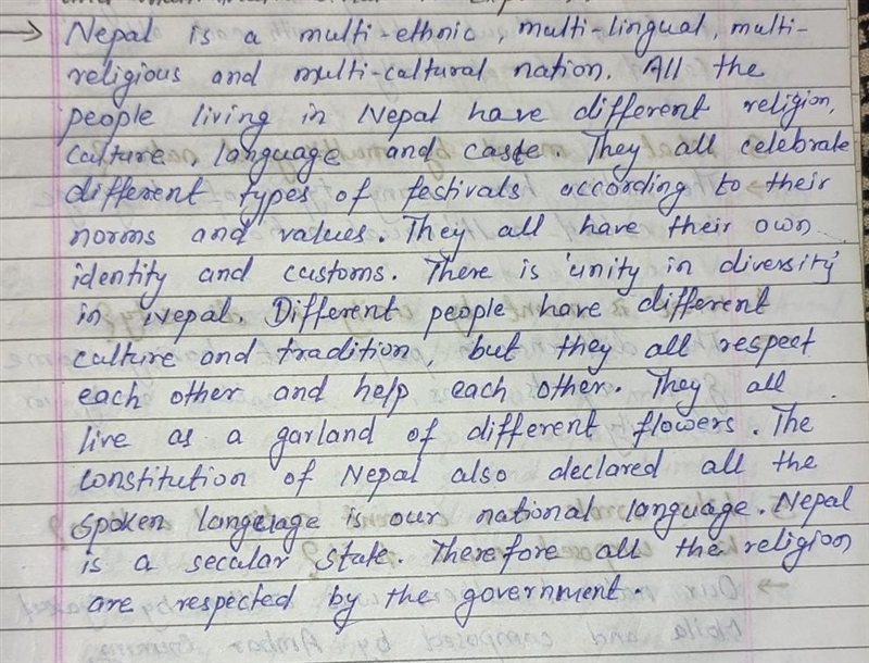 "Nepal is a multi -ethnic, multi -lingual and multi- religious country". justify-example-1