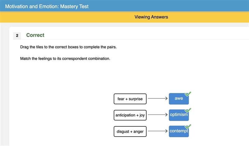 Drag the tiles to the correct boxes to complete the pairs. Match the feelings to its-example-1