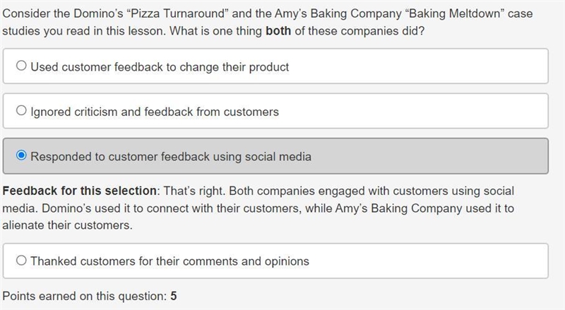 Consider the Domino's "Pizza Turnaround" and the Amy's Baking Company &quot-example-1