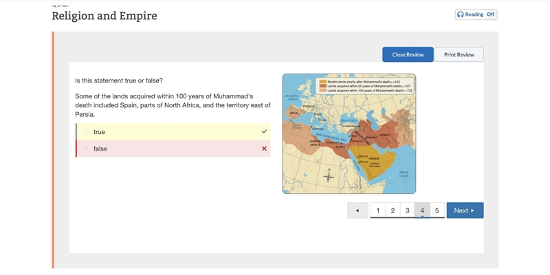 Is this statement true or false? Some of the lands acquired within 100 years of Muhammad-example-1