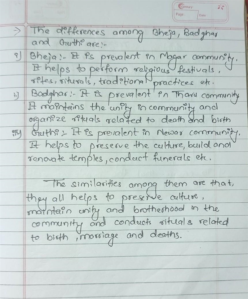 2. Write down the differences and similarities between Bheja, Badghar and Guthi​-example-1