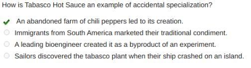 How is Tabasco Hot Sauce an example of accidental specialization? An abandoned farm-example-1