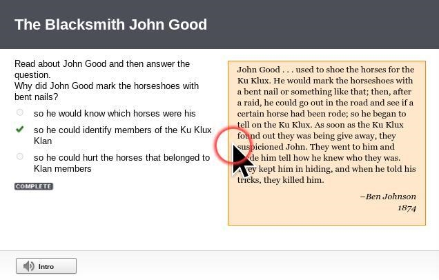 Read about John Good and then answer the question. Why did John Good mark the horseshoes-example-1