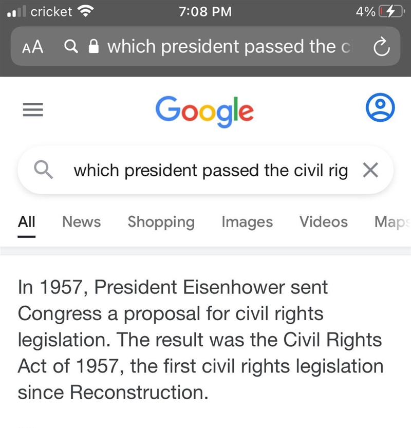 Which President passed the Civil Rights Act of 1957?-example-1