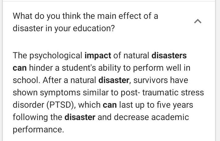 What are the causes and effects of disasters in schools​-example-1