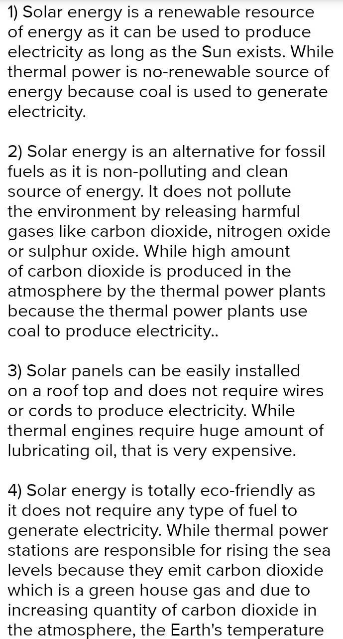 How is solar energy better than thermal power?​-example-1