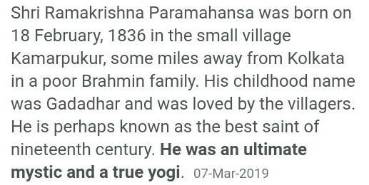 Write a short note on Ram Krishna paramhans.​-example-1