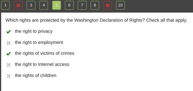 Which rights are protected by the Washington Declaration of Rights? Check all that-example-1