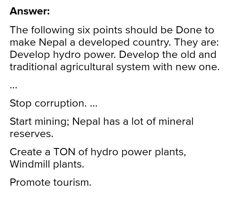 What kind of development is essential for your country? Write in six points.​-example-1