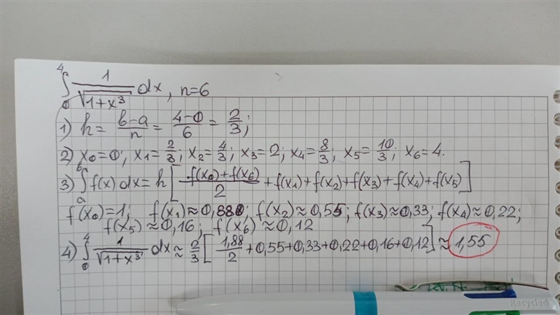 Approximate\int\limits^4_0 {\frac{1}{\sqrt{1+x^(3) } } } \, dx using Simpson’s rule-example-1