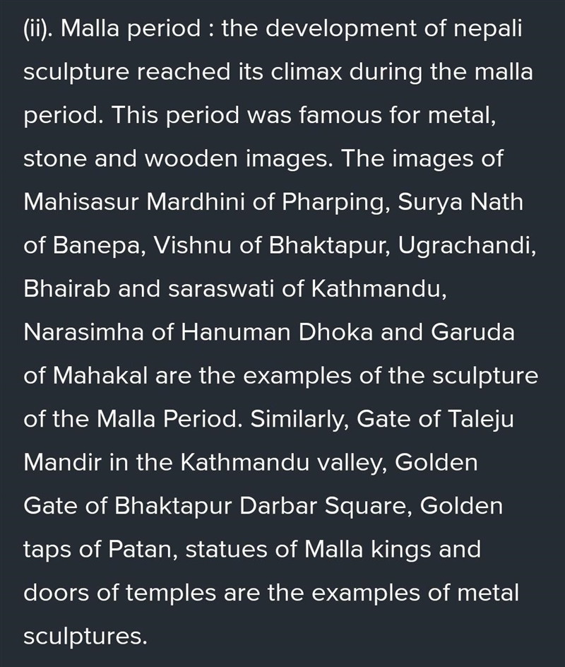 Development of a sculpture reached in the malla period.explain with evidence . long-example-1