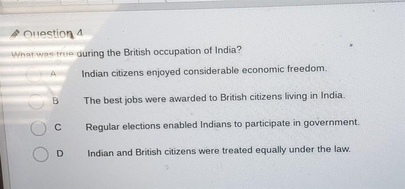 What was true during the British occupation of India?​-example-1