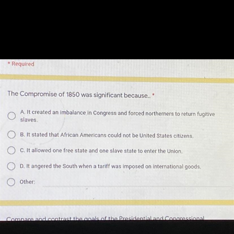 The Compromise of 1850 was significant because..-example-1