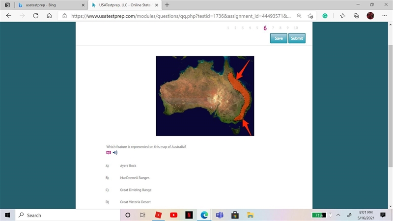 Which feature is represented on this map of Australia-example-1