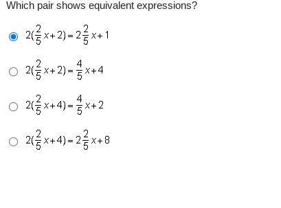 PLSS HELP Which pair shows equivalent expressions?-example-1