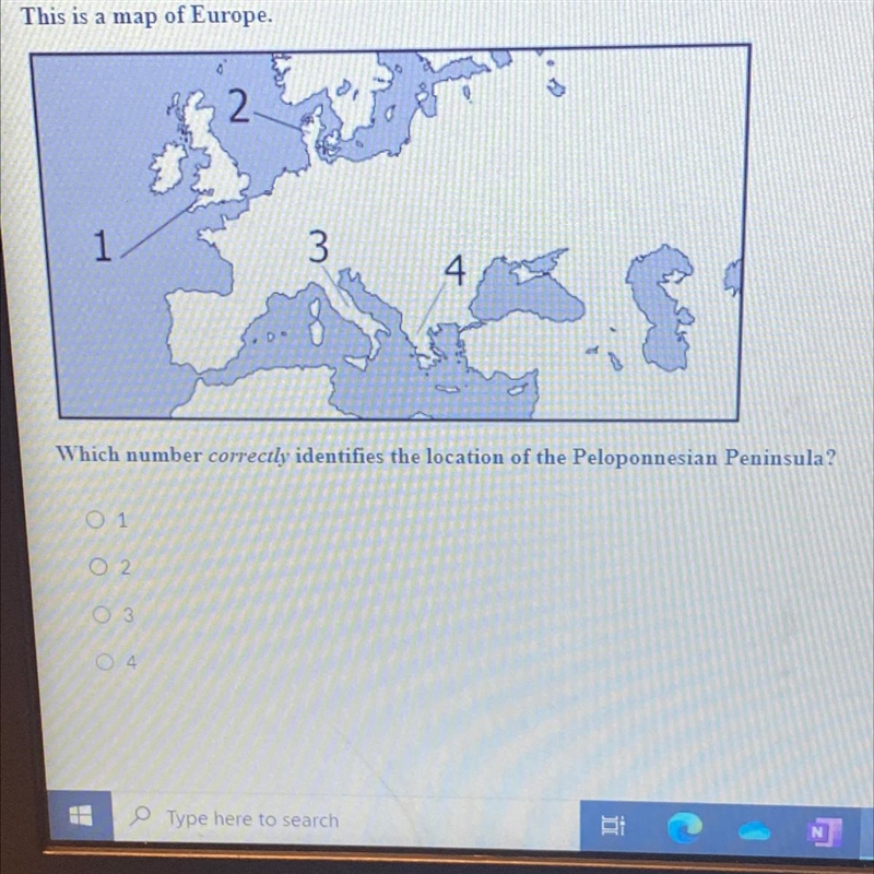 This is a map of Europe. 2 1 3 4 Which number correctly identifies the location of-example-1