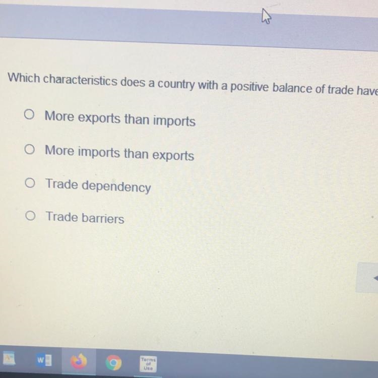 Which characteristics does a country with a positive balance of trade have? O More-example-1