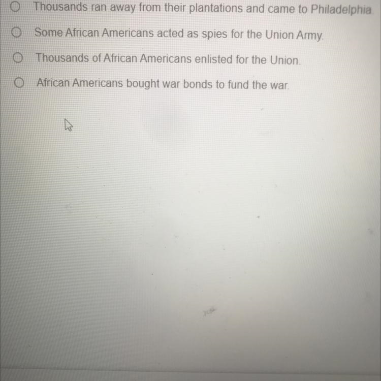 What impact did African Americans have on the war effort? Pls helpp-example-1