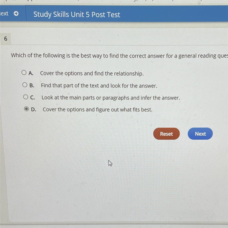 Which of the following is the best way to find the correct answer for a general reading-example-1