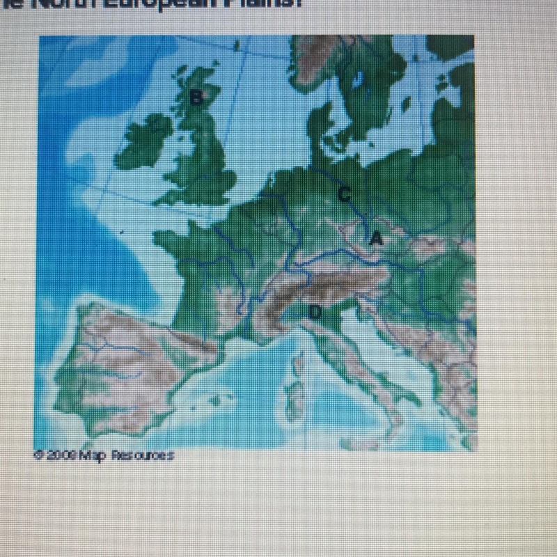 Which letter indicates the location of the North European Plans? 2000 Rp Resources-example-1