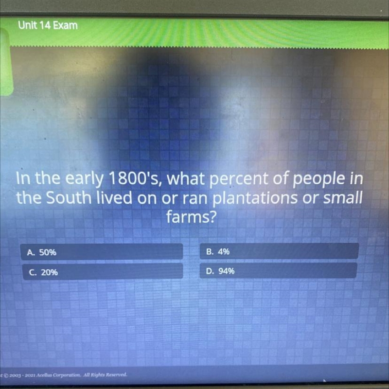 In the early 1800's, what percent of people in the South lived on or ran plantations-example-1