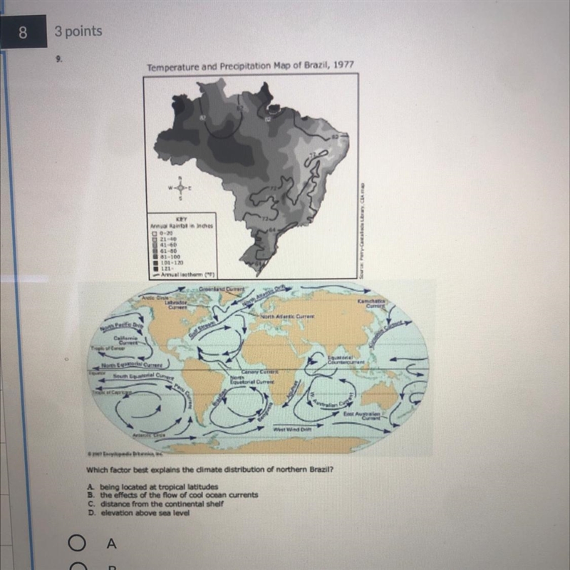 Which factor best explains the climate distribution of northern Brazil?-example-1