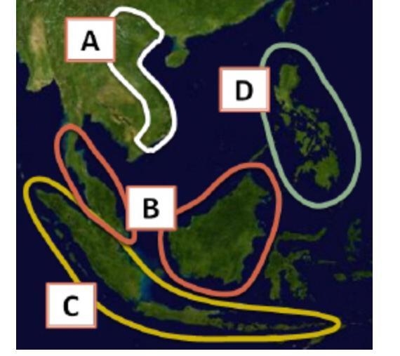 Which country on the map above is both part of mainland Southeast Asia and an island-example-1