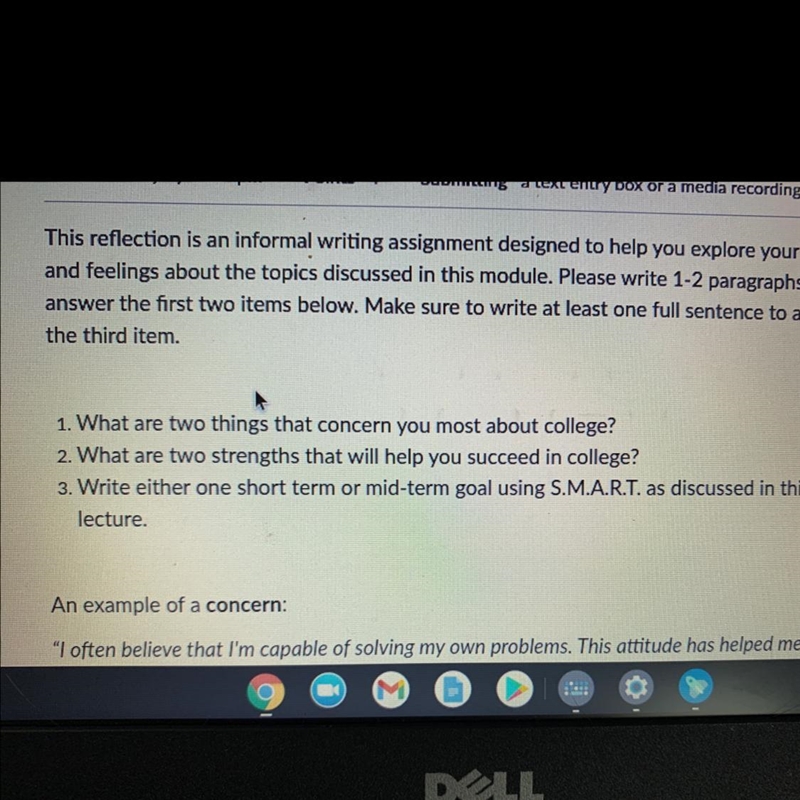 “What are two things that concern you most about college”-example-1