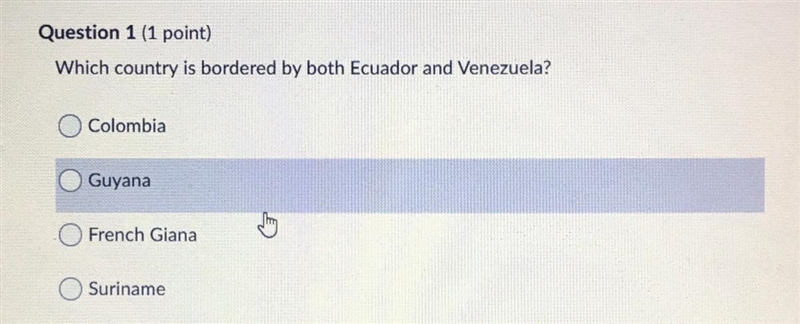 Which country is bordered by both Ecuador and Venezuela￼-example-1