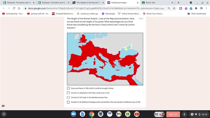 The Height of the Roman Empire : Look at the Map pictured below. Here, we see Rome-example-1