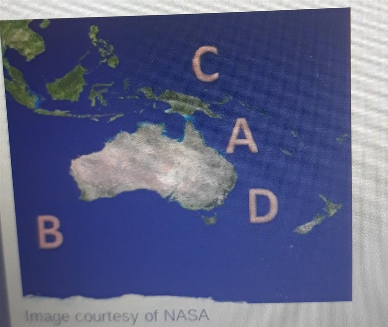 Image courtesy of NASA Which of the letters on the map above shows the location of-example-1