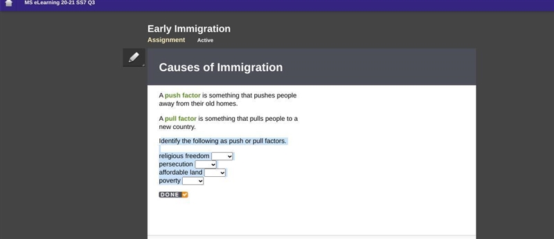 Identify the following as push or pull factors. religious freedom persecution affordable-example-1