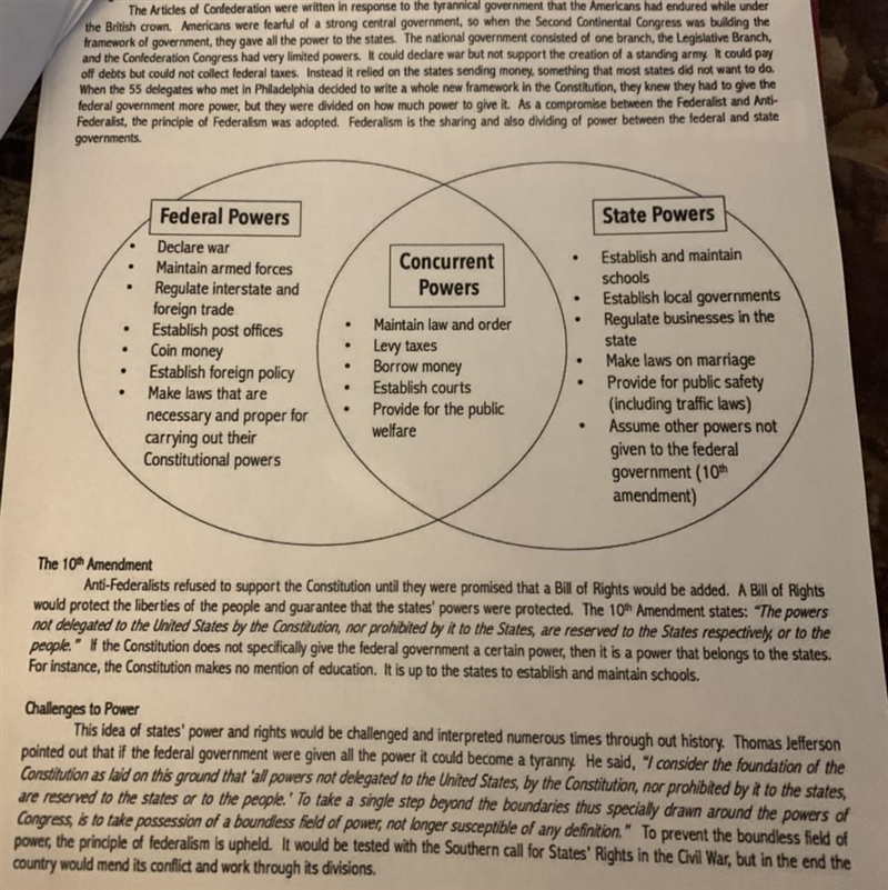 Does Federalism make the state governments equal in power to the federal government-example-1