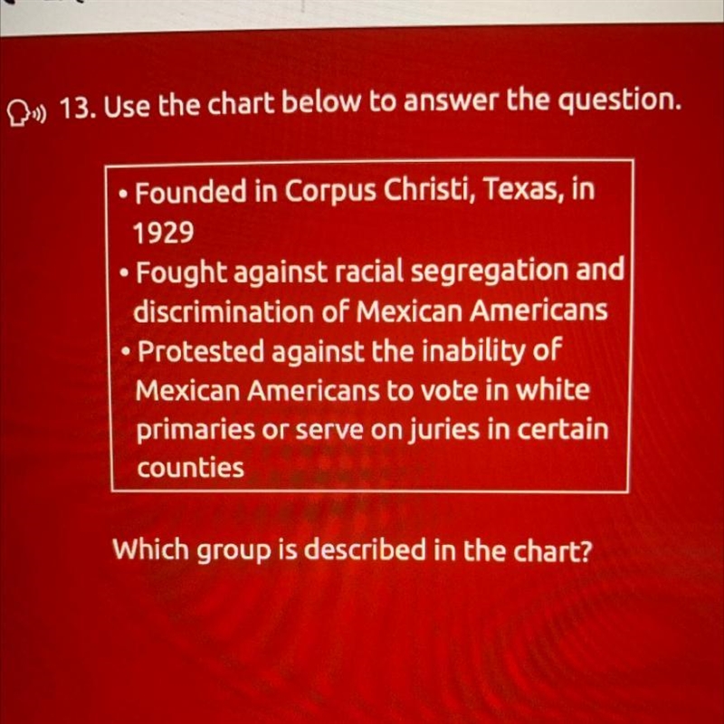 Use the chart below to answer the question. . Founded in Corpus Christi, Texas, in-example-1